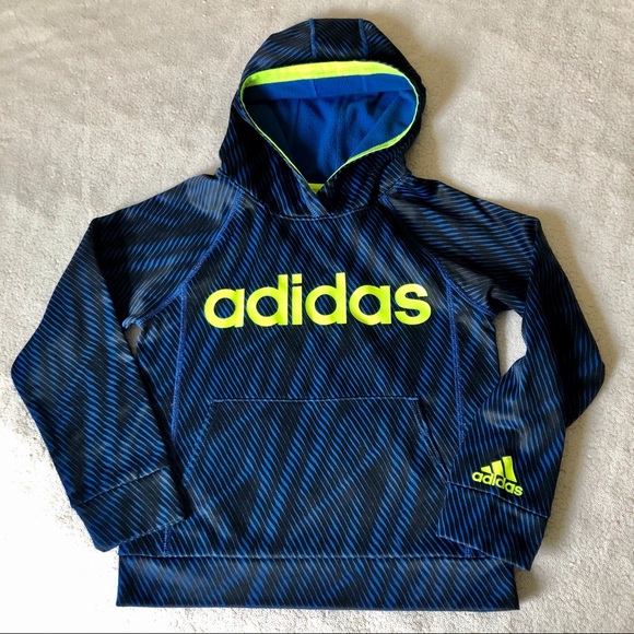 Boys ADIDAS Neon green/yellow, blue & black hoodie